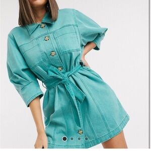 NWT ASOS teal denim dress with belt 💙
